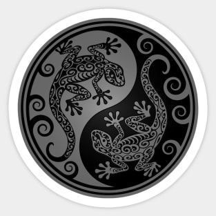 Gray and Black Yin Yang Geckos Sticker